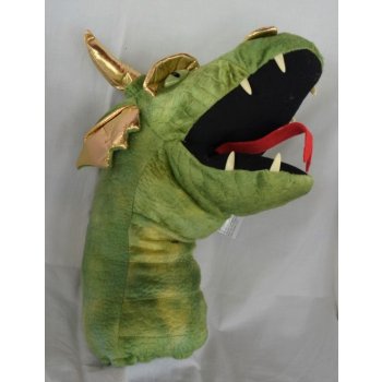 Maňásek na ruku hlava Zelený drak Large Dragon Heads 40 cm