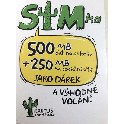 sim karta KAKTUS 100,- Kč a 500 MB dat + 250 MB dat – Hledejceny.cz