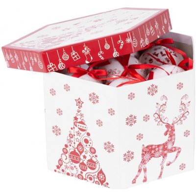 MagicHome Vánoční koule 14 ks 7,5 cm červená bílá na vánoční stromek – Hledejceny.cz