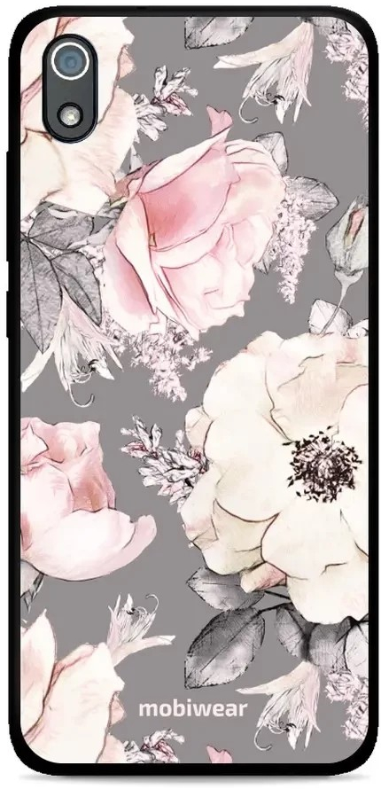 Pouzdro Mobiwear Glossy Xiaomi Redmi 7A - G034G - Květy na šedém pozadí