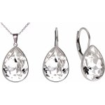 Swarovski Elements Pear stříbrná sada set souprava náušnice a přívěsek s řetízkem bílá slzička kapka 39029.1 Crystal bílá čirá křišťálová – Hledejceny.cz