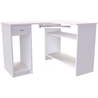 Nábytek Mikulík PC stolek rohový Luky bílý lesk / antracit MIK-LUKY-LESK – Sleviste.cz
