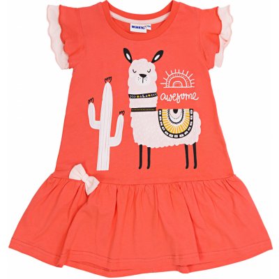 Winkiki Kids Wear dívčí šaty Awesome Lama korálová – Zboží Mobilmania