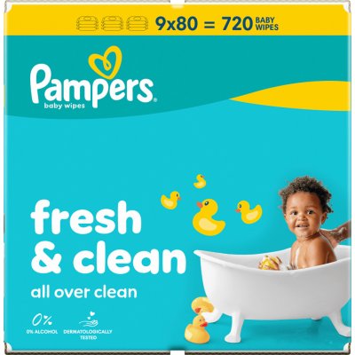 Pampers vlhčené ubrousky Fresh & Clean 9 x 80 ks – Zboží Dáma