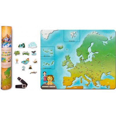 Lvíček Tuláček Dětská magnetická mapa Evropy – Zboží Mobilmania