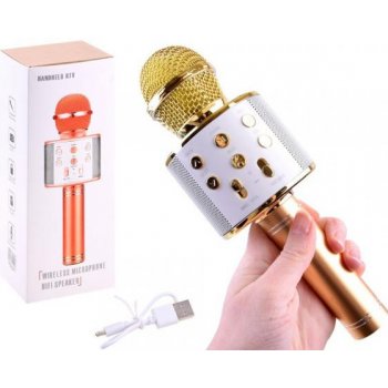 Bezdrátový karaoke mikrofon s reproduktorem zlatá od 309 Kč - Heureka.cz