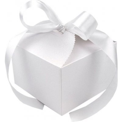 Papírová dárková krabička svatební se stuhou Varianta: 1 bílá perleť, Balení: 10 ks