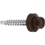 Samořezný střešní farmářský šroub KLIMAS 4,8 x 25 SW8 RAL 8017 Čokoládově hnědý s podložkou EPDM (250 ks/bal) – HobbyKompas.cz