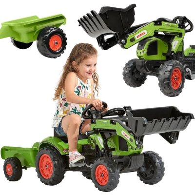 FALK Šlapací traktor Claas Arion 410 s nakladačem rypadlem a vlečkou – Hledejceny.cz