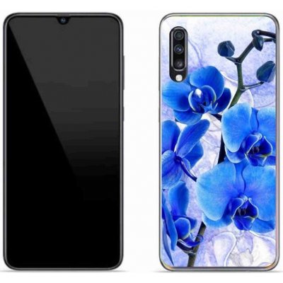 Pouzdro mmCase gelové Samsung Galaxy A70 - modré květy – Zboží Mobilmania