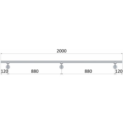 led madlo 2000mm /broušená nerez K320 /AISI304 (set: 3ks úchyt, madlo ø 42.4mm s ukončením a hliníkový profil na led pás) – Zbozi.Blesk.cz
