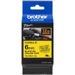 Brother TZE-FX611, černý tisk žlutý podklad 8 m x 6 mm – Zboží Dáma