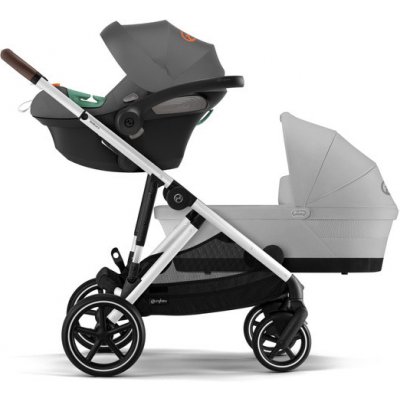 Cybex Gazelle S Kombinovaný Rám Stříbrný + 2x Cybex Aton S2 i-Size Autosedačka 0-13kg Lava Grey+ Adaptéry 2023