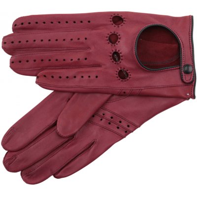 Špongr Dámské kožené řidičské rukavice KIARA tmavě červené/černé – Zboží Mobilmania