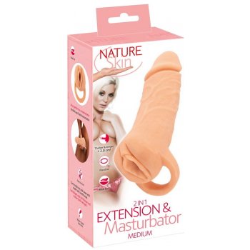 Nature Skin 2v1 Návlek na penis a masturbátor 18,5 cm