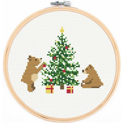 kpomalovani.cz Sada na jednoduché křížkové vyšívání VÁNOČNÍ MEDVÍDCI U STROMKU – Hledejceny.cz