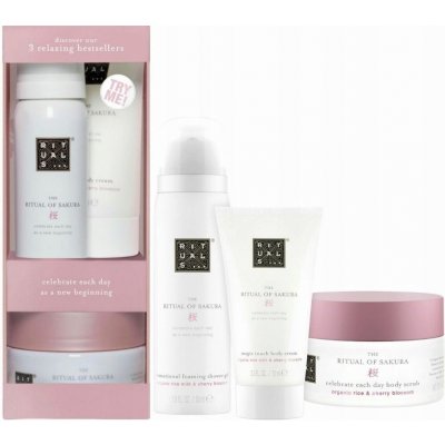 RITUALS Trial Set Sakura sprchový gel The Ritual of Sakura 50 ml +Vyrovnávací tělový krém The Ritual of Sakura 70 ml +tělový peeling The Ritual of Sakura 125 g dárková sada – Hledejceny.cz