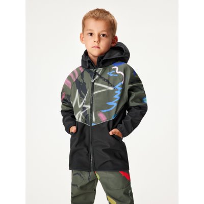 Unuo dětská softshellová bunda s fleecem Slim Fantazie černá Khaki – Sleviste.cz