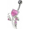 Piercing Šperky4U stříbrný piercing do pupíku srdíčko BP01186-P