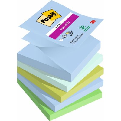Bloček samolepicí Z 3M Post-it Super Sticky, 76x76 mm, Oasis, 4 barvy, 5x90 lístků – Zboží Mobilmania