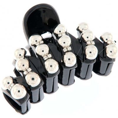 Biju Spona do vlasů - skřipec, černý se stříbrnými perličkami 8000412 – Zboží Dáma