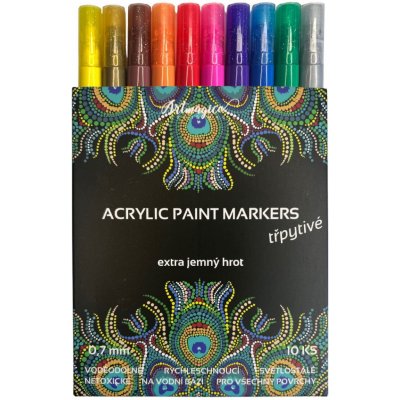 Artmagico akrylové fixy extra jemný hrot 0.7 mm třpytivé 10 barev – Sleviste.cz