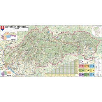 Excart Maps Slovensko - obří nástěnná automapa 246 x 128 cm Varianta: bez rámu v tubusu, Provedení: laminovaná mapa v lištách