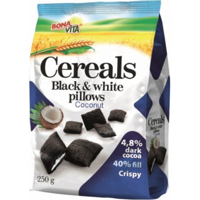 Bonavita Cereální polštářky s náplní Black white pillows s kokosem 250 g