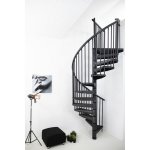 Minka Rondo Color - točité schody, průměr 160 cm, barva antracit, modulové celokovové schody do interiéru – Sleviste.cz