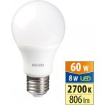 McLED LED žárovka E27 8W 60W teplá bílá 2700K – Hledejceny.cz