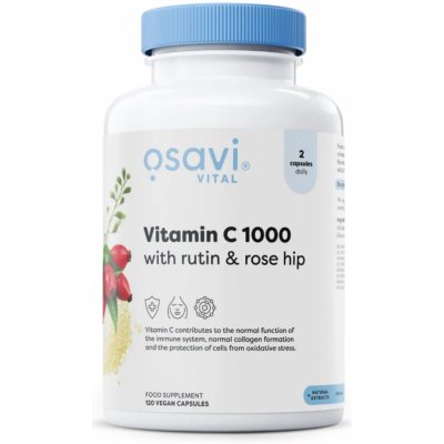 Osavi Vitamin C with Rutin a Rose Hip 1000 mg 120 vegan kapslí – Hledejceny.cz