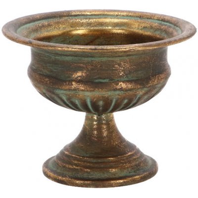 Váza francouzská AGED METAL, kov, zlatá/tyrkys patina, pr.16x12cm|Esschert Design – Hledejceny.cz