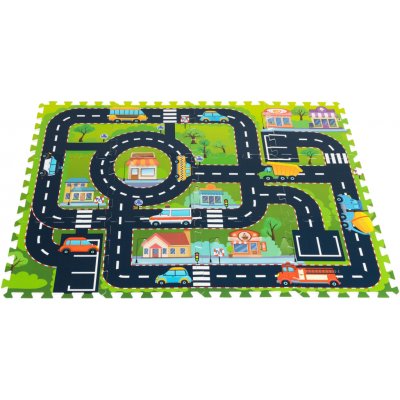 Iplay 0121 Pěnová puzzle podložka pro děti město ulice a silnice 114 × 86 cm 12 dílů – Sleviste.cz