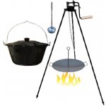 Perfect Home kotlík na guláš smalt 16 l 1,2 mm Pánev závěsná na grilování železo 49 cm UNI speciální trojnožka s pojistnou kladkou VAR 1,25 m na kotlík poklic – Sleviste.cz