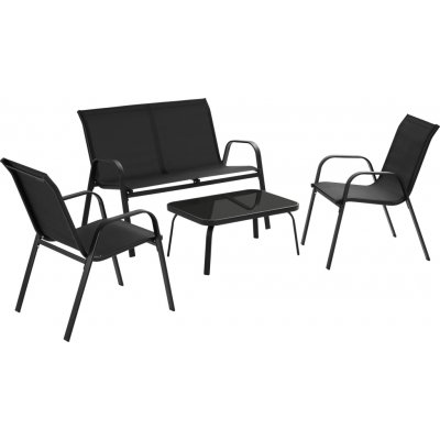 tectake 406166 sedací souprava nora pro 4 osoby, textilní tkanina - černá – Hledejceny.cz