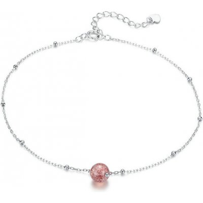 P&J Jewellery Stříbrný náramek na nohu jahodový křišťál FSB4 – Zboží Dáma