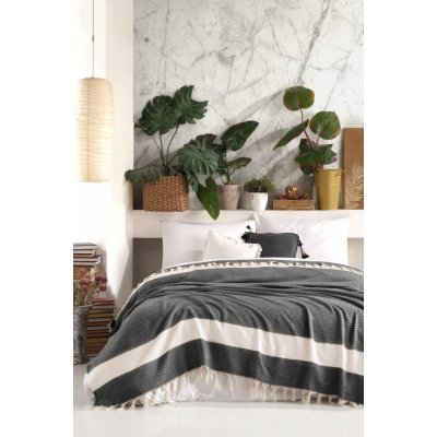 L'essentiel přehoz na postel Bavlněný Siral černo-bílý 200 x 230 cm – Sleviste.cz