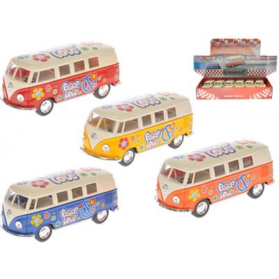 Kinsmart Autobus VW Peace and love na zpětné natažení Žlutá – Zboží Dáma