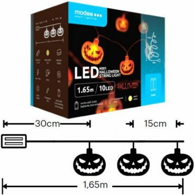 Modee ML-H001 10LED 1,65m dýně halloween řetěz, 2xAA teplá IP20 – Hledejceny.cz
