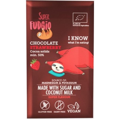 Super Fudgio Čokoláda s kokosovým mlékem a jahodami, bio, vegan 80 g