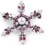 Stoklasa brož s broušenými kamínky vločka 1 růžová perla – Zboží Dáma