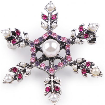 Stoklasa brož s broušenými kamínky vločka 1 růžová perla – Zboží Dáma
