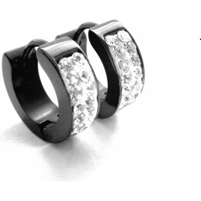 Steel Jewelry náušnice černé kroužky s krystalky z chirurgické oceli NS121126 – Zbozi.Blesk.cz