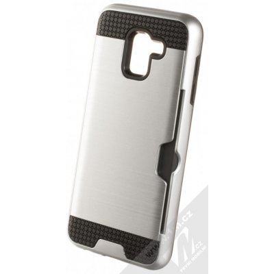 Pouzdro Sligo Defender Card s kapsičkou Samsung Galaxy J6 2018 stříbrné – Zboží Mobilmania