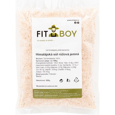 FITBOY Himálajská sůl růžová jemná 500 g – Zboží Mobilmania