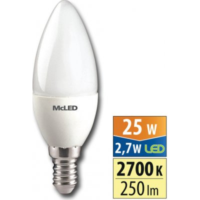 MCLED žárovka LED 2,7W-25 E14 2700K 250lm úhel 180° ML-323.029.87.0 – Hledejceny.cz