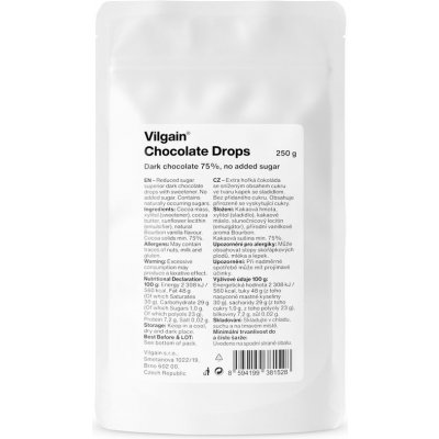 Vilgain Čokoládové pecky bez přidaného cukru hořké 250 g – Zboží Dáma