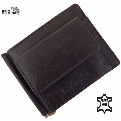 Sendi Design pánská kožená peněženka Hnědočerná Přírodní kůže
