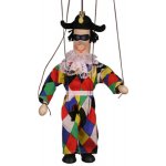 Mašek umělecká výroba Loutka dřevěná Harlekýn 20 cm – Zboží Dáma