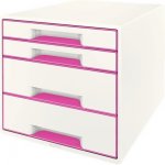 Leitz WOW CUBE, 4 zásuvky, bílá/růžová – Hledejceny.cz